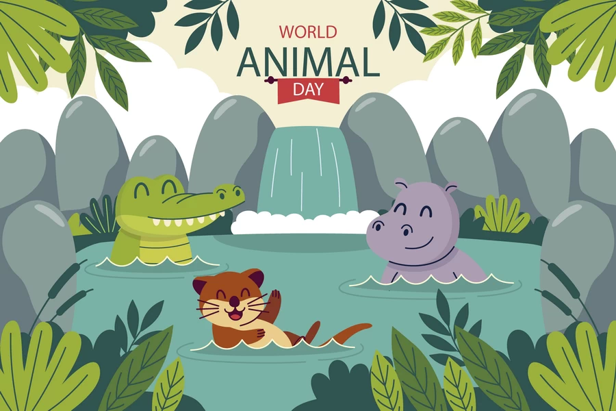 卡通森林动物狮子老虎猴子长颈鹿海豚鸟兔子牛斑马插画海报AI素材【059】